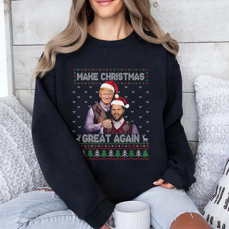 Trump Vance Step Brothers Make Christmas Great Again Santa Shirt