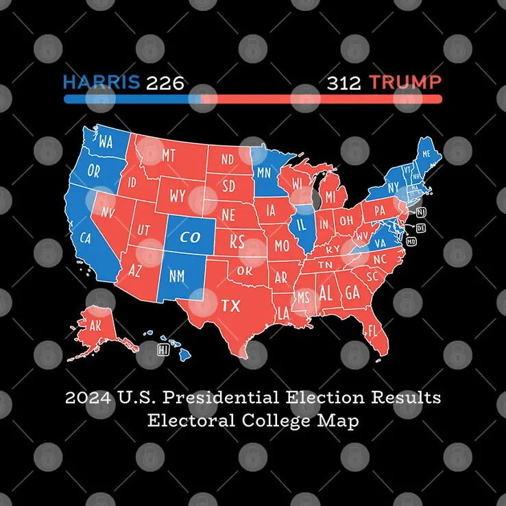 Trump Won 2024 US Presidential Election Results College Map Shirt