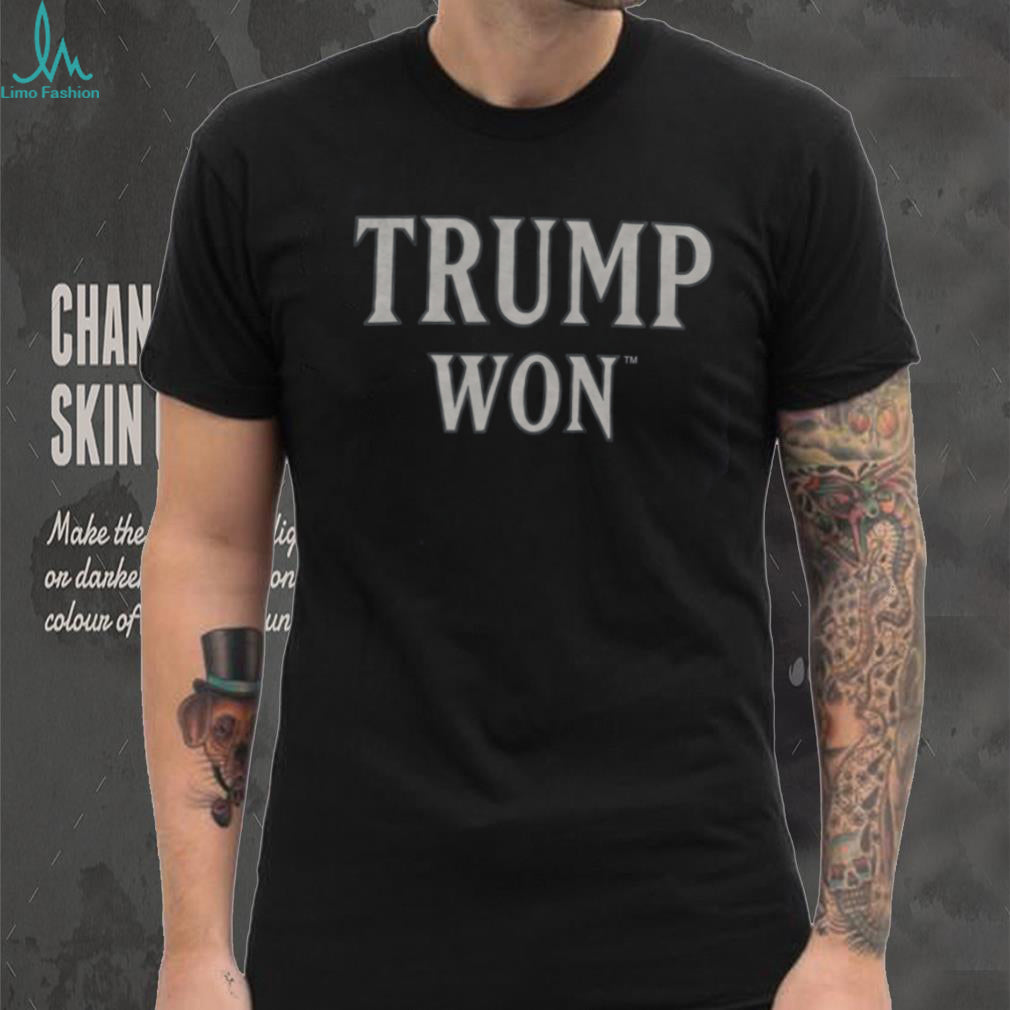Trump Won Bold Text Political Statement Navy Graphic T Shirt