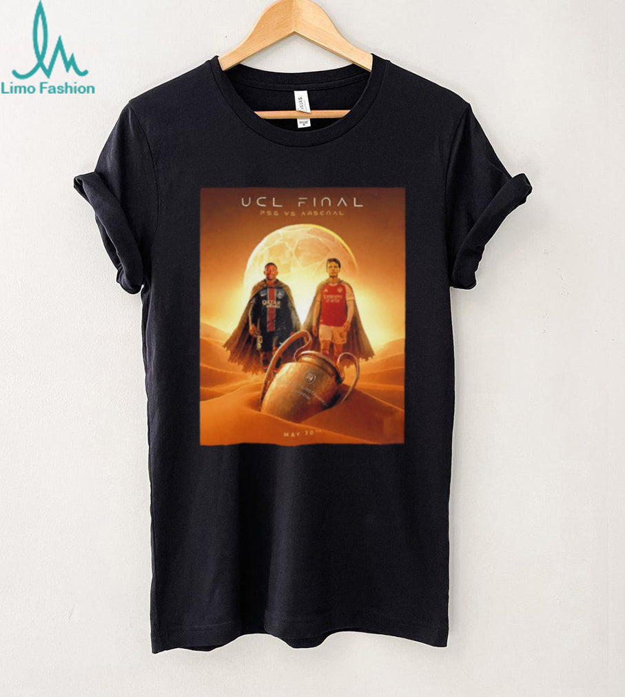 UCL Final PSG vs Arsenal Cinematic Superhero Poster Style Soccer T Shirt