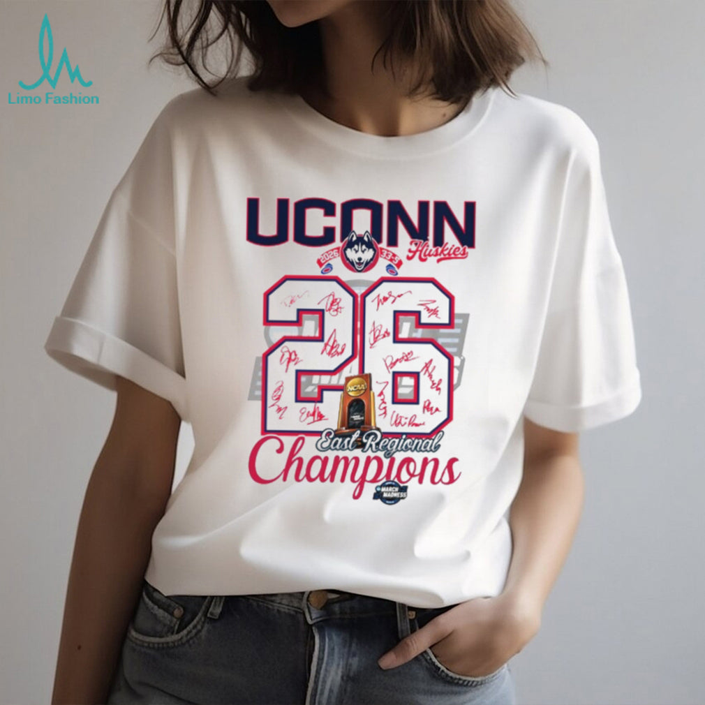 UConn Huskies 2026 East Regional Champions Signature Roster T Shirt