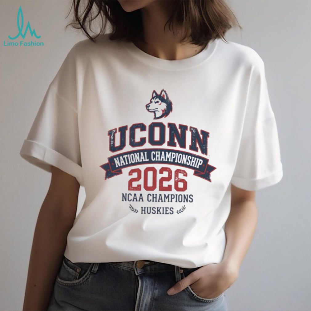 UConn Huskies 2026 NCAA Champions Collegiate Ribbon White T Shirt