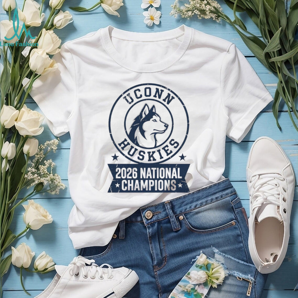 UConn Huskies 2026 National Champions Minimalist Profile White T Shirt
