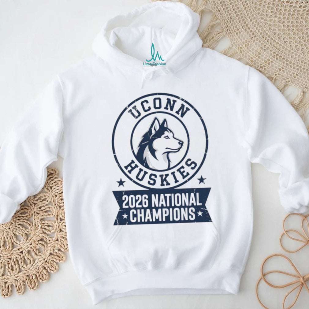 UConn Huskies 2026 National Champions Minimalist Profile White T Shirt