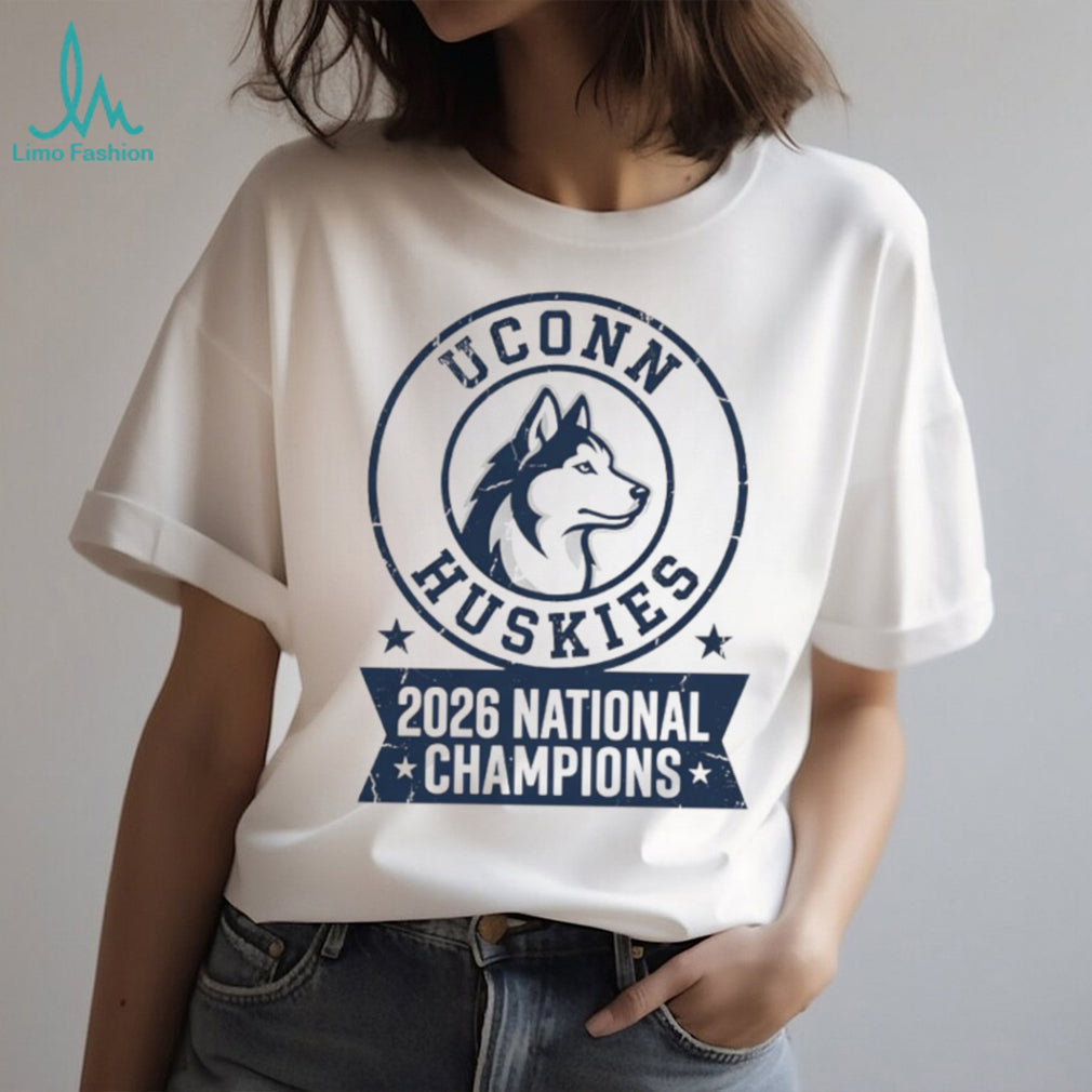 UConn Huskies 2026 National Champions Minimalist Profile White T Shirt