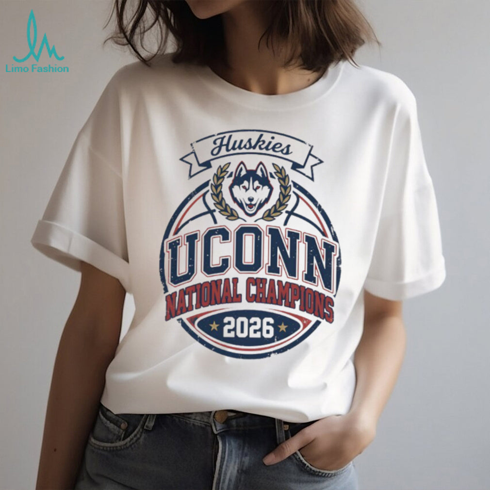 UConn Huskies 2026 National Champions Vintage Circle White T Shirt