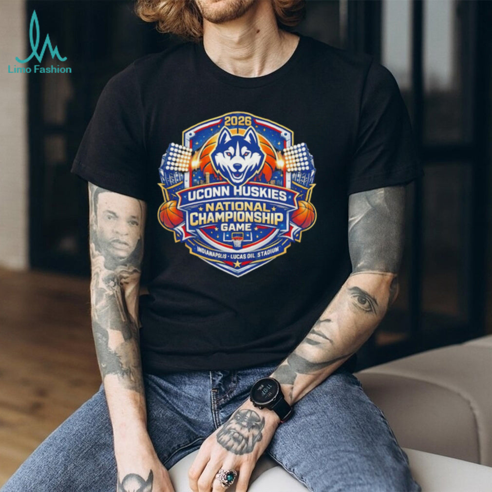UConn Huskies 2026 National Championship Game Indianapolis Stadium Black T Shirt