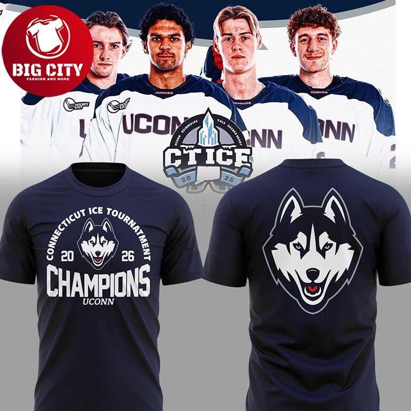 UConn Huskies Connecticut Ice Tournament Champions 2026 Two Sided Shirt