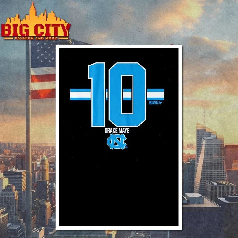 UNC Football Drake Maye 10 Stripe t-shirt