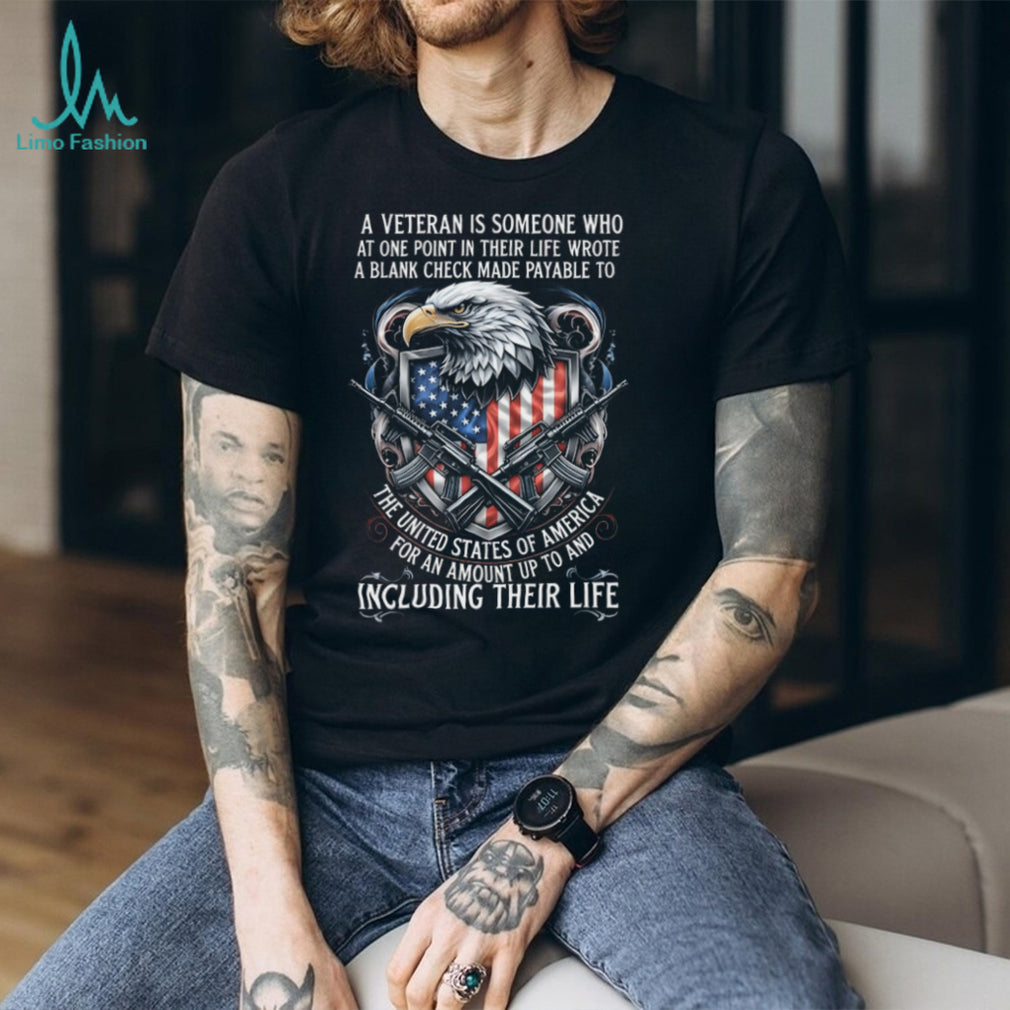 US Veteran Blank Check Life Sacrifice Patriotic Eagle T Shirt