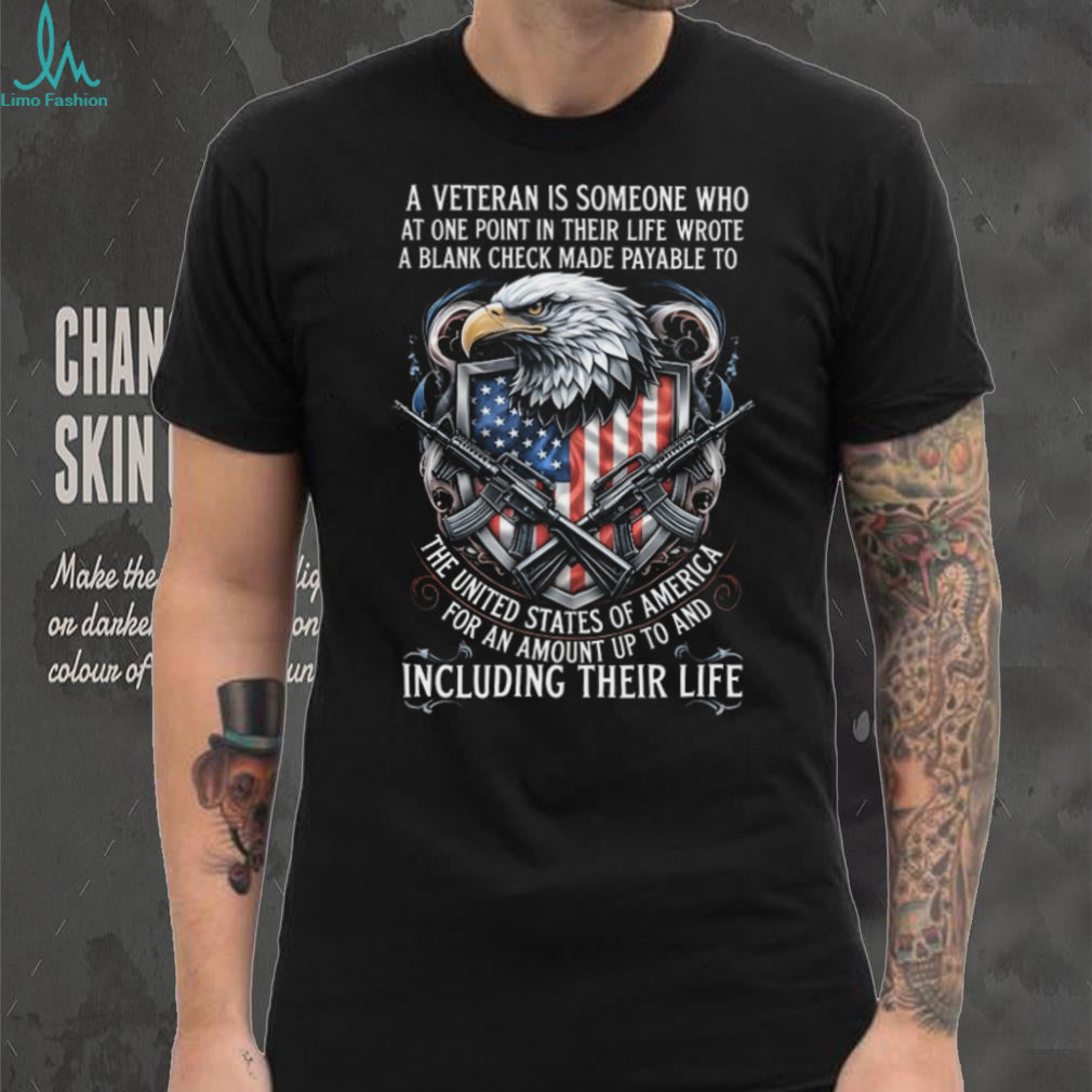US Veteran Blank Check Life Sacrifice Patriotic Eagle T Shirt