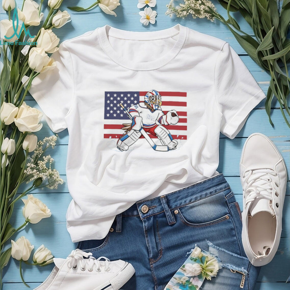 USA Eagle Goalie Hockey Patriot American Flag T Shirt