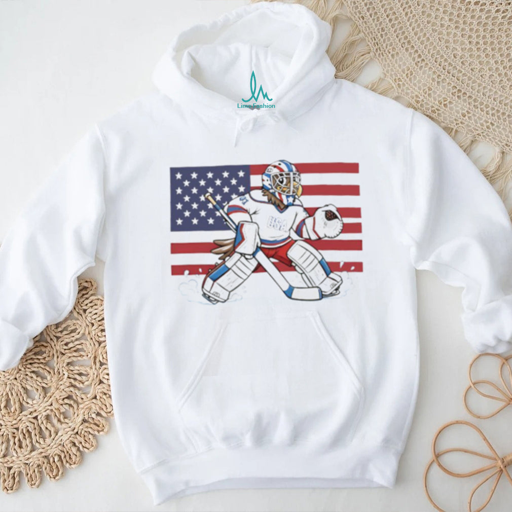 USA Eagle Goalie Hockey Patriot American Flag T Shirt
