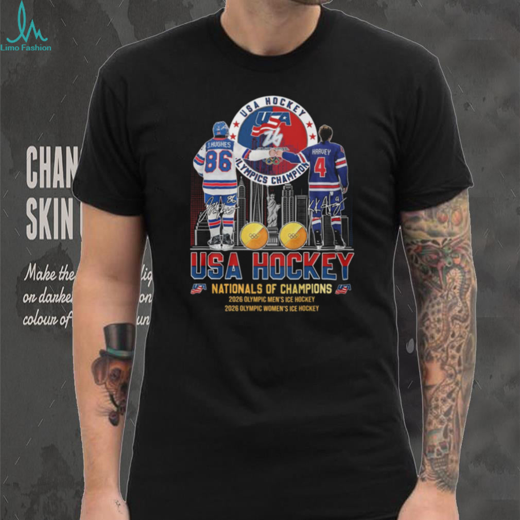 USA Hockey 2026 Olympic Nationals of Champions Hughes & Harvey T Shirt