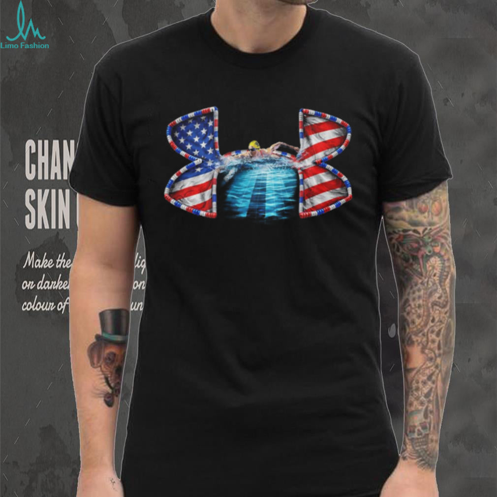USA Swimming American Flag Performance Logo Swimmer Athletic Graphic T Shirt