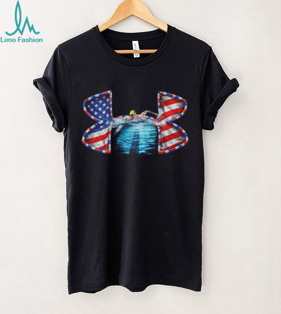 USA Swimming American Flag Performance Logo Swimmer Athletic Graphic T Shirt