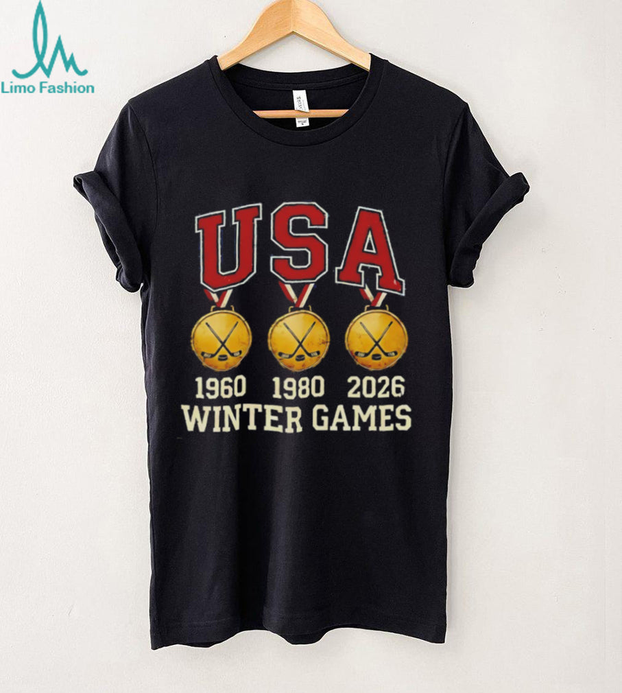 USA Winter Games Hockey Gold Medal 1960 1980 2026 Vintage T Shirt