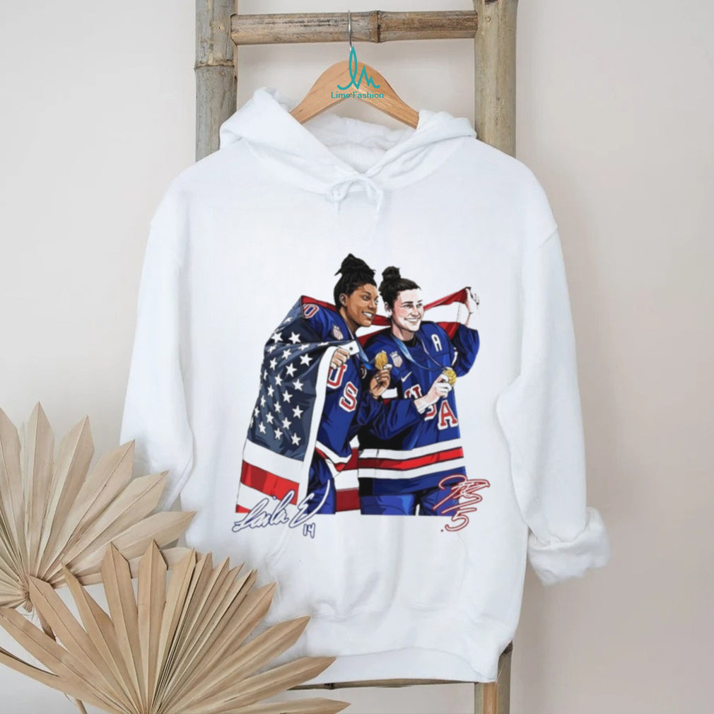 USA Women’s Ice Hockey Gold Medalists Knight and Edwards Signature T Shirt