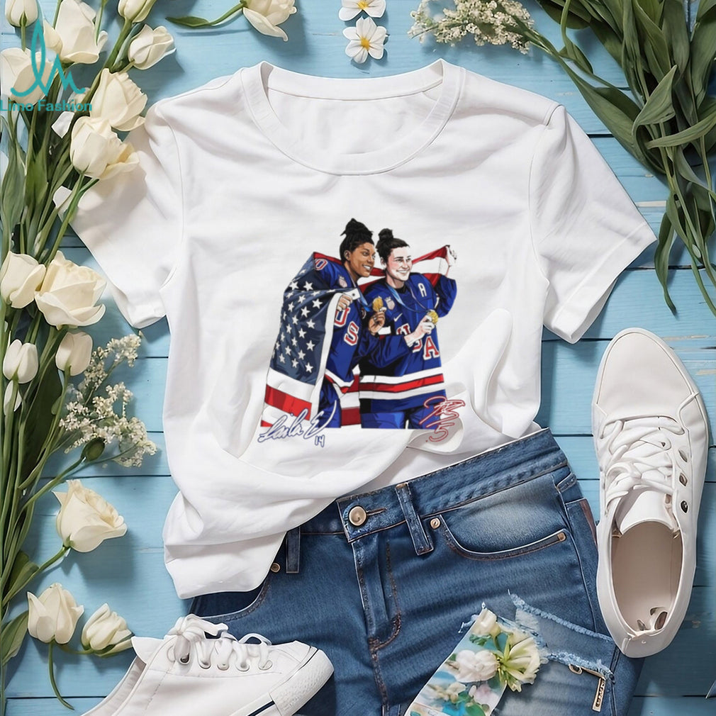 USA Women’s Ice Hockey Gold Medalists Knight and Edwards Signature T Shirt