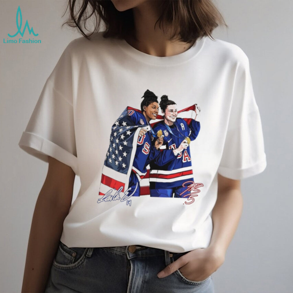 USA Women’s Ice Hockey Gold Medalists Knight and Edwards Signature T Shirt