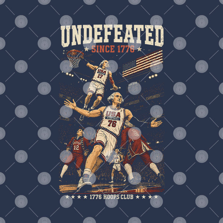 Undefeated America Founding Fathers Patriotic Basketball Dream Team Of 1776 4th of July T Shirt