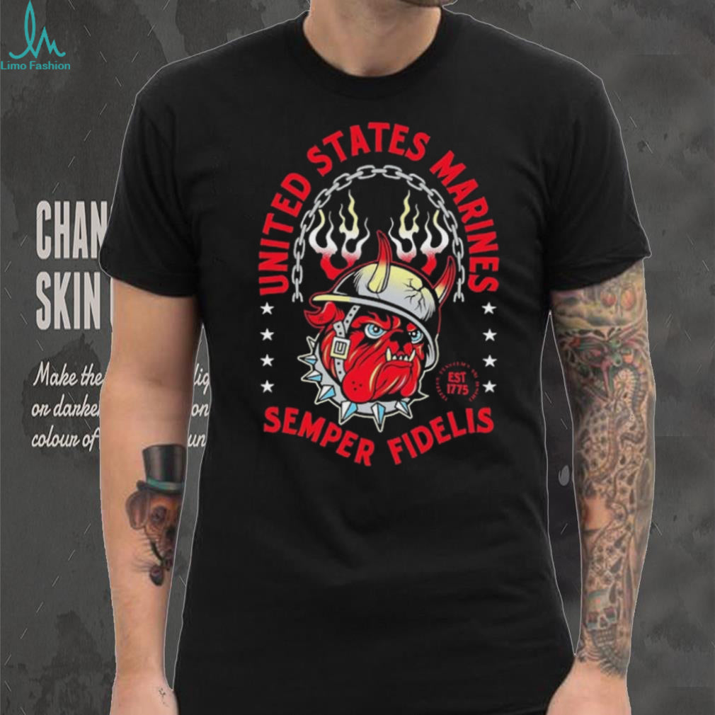 United States Marines Semper Fidelis Bulldog Helmet shirt
