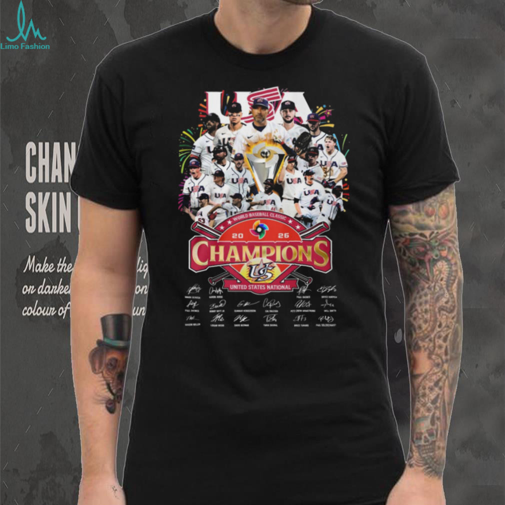 United States National Team 2026 World Baseball Classic Champions Signatures T Shirt