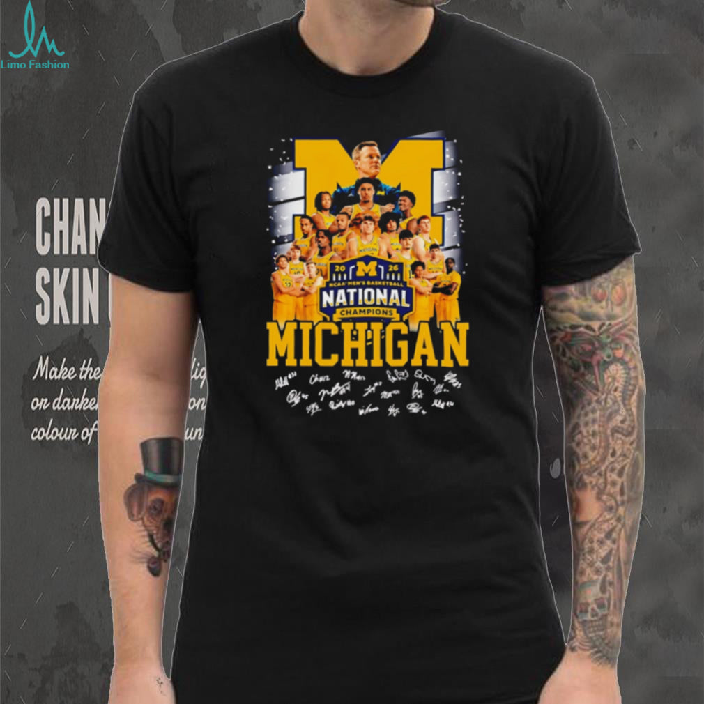 University of Michigan 2026 National Basketball Champions Roster Signature T Shirt