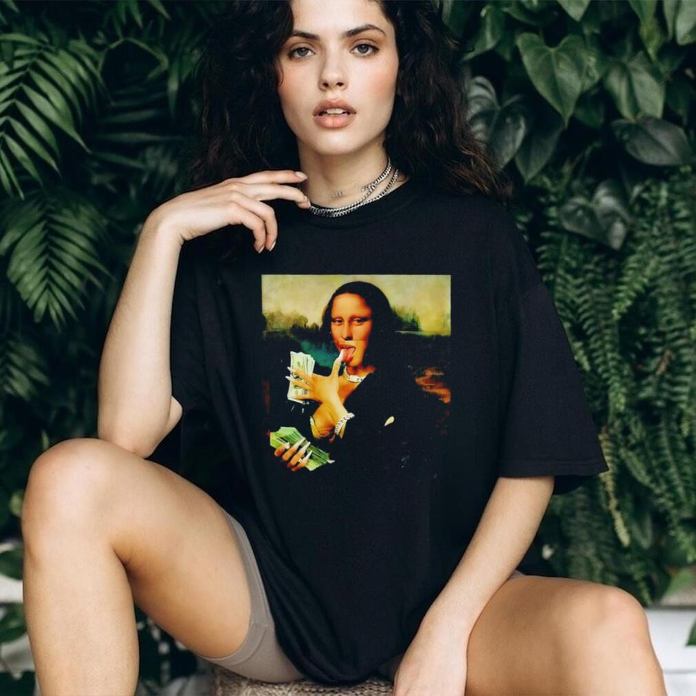 Urban Streetwear Mona Lisa Holding Cash Money Stack Graphic T Shirt