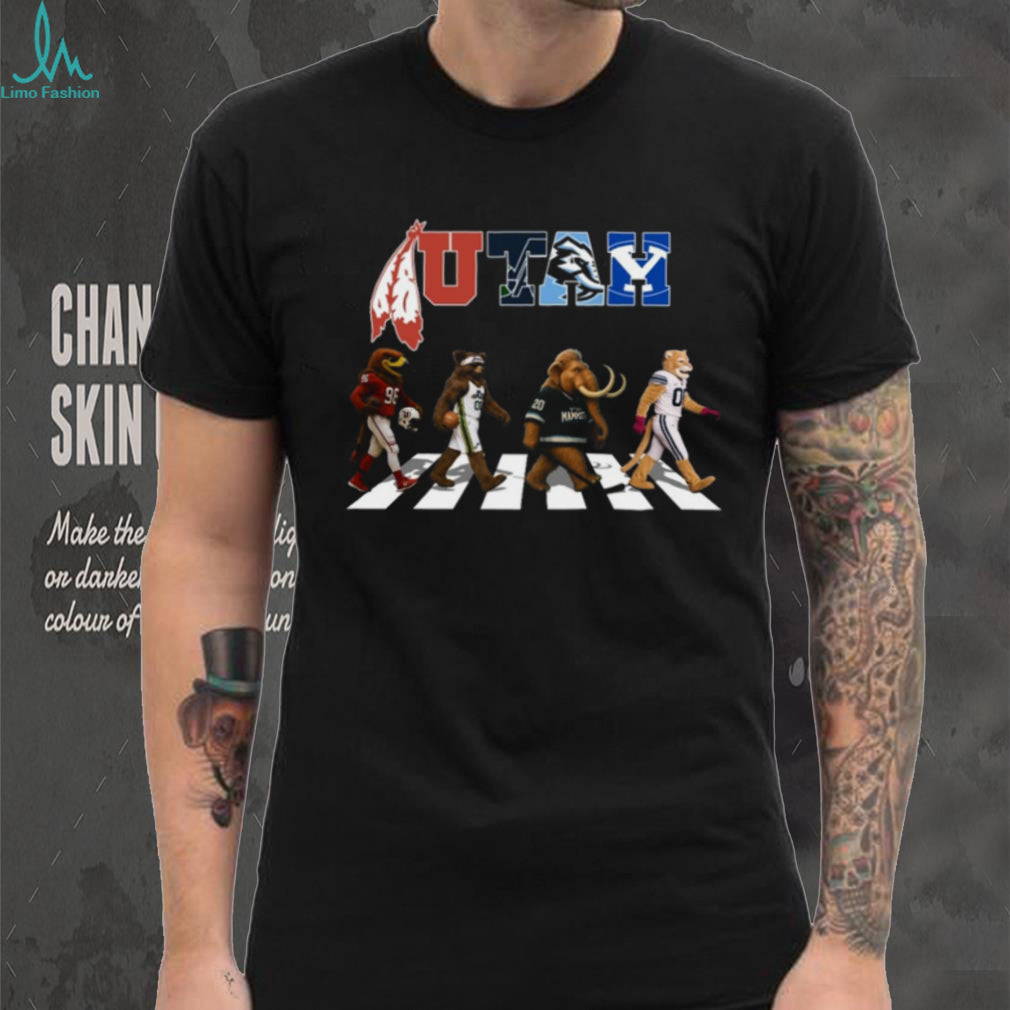 Utah Sports Mascots Abbey Road Walk University Teams & Jazz Coffee T Shirt