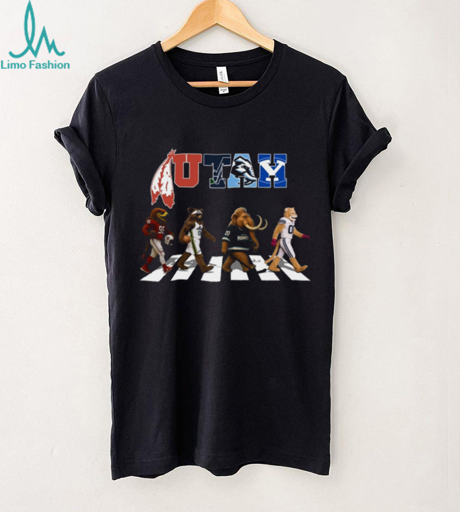 Utah Sports Mascots Abbey Road Walk University Teams & Jazz Coffee T Shirt