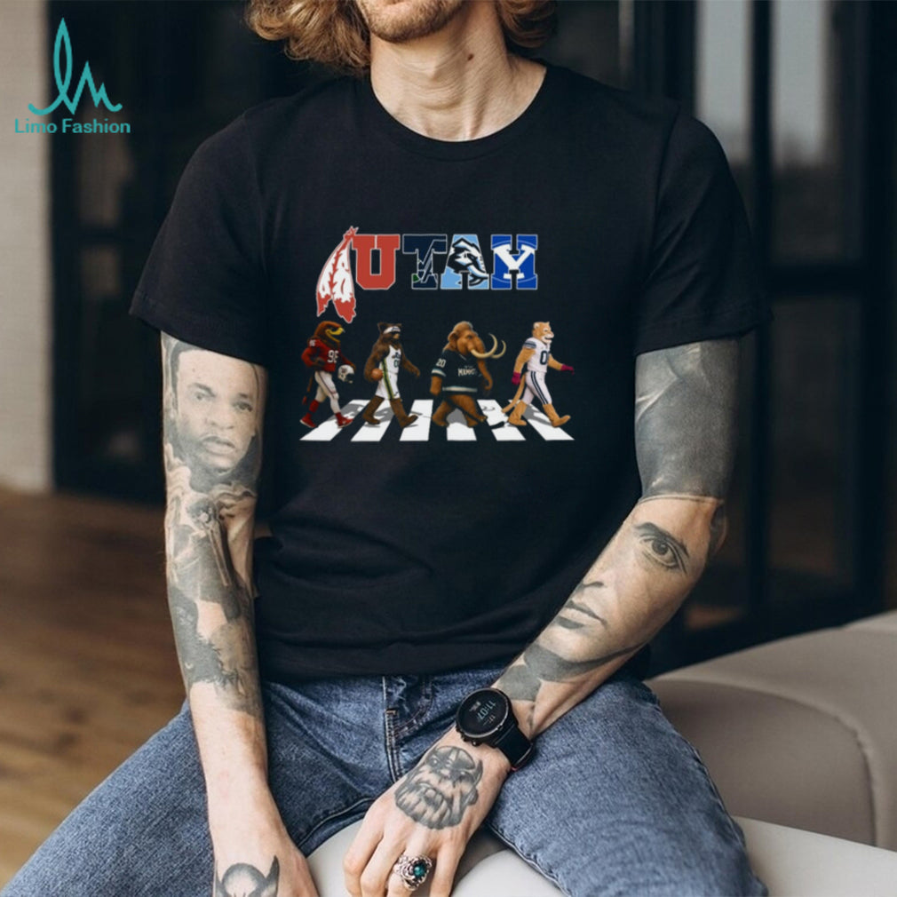 Utah Sports Mascots Abbey Road Walk University Teams & Jazz Coffee T Shirt
