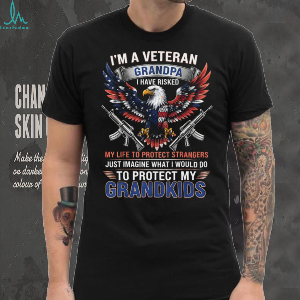 Veteran Grandpa Protect My Grandkids American Eagle T Shirt
