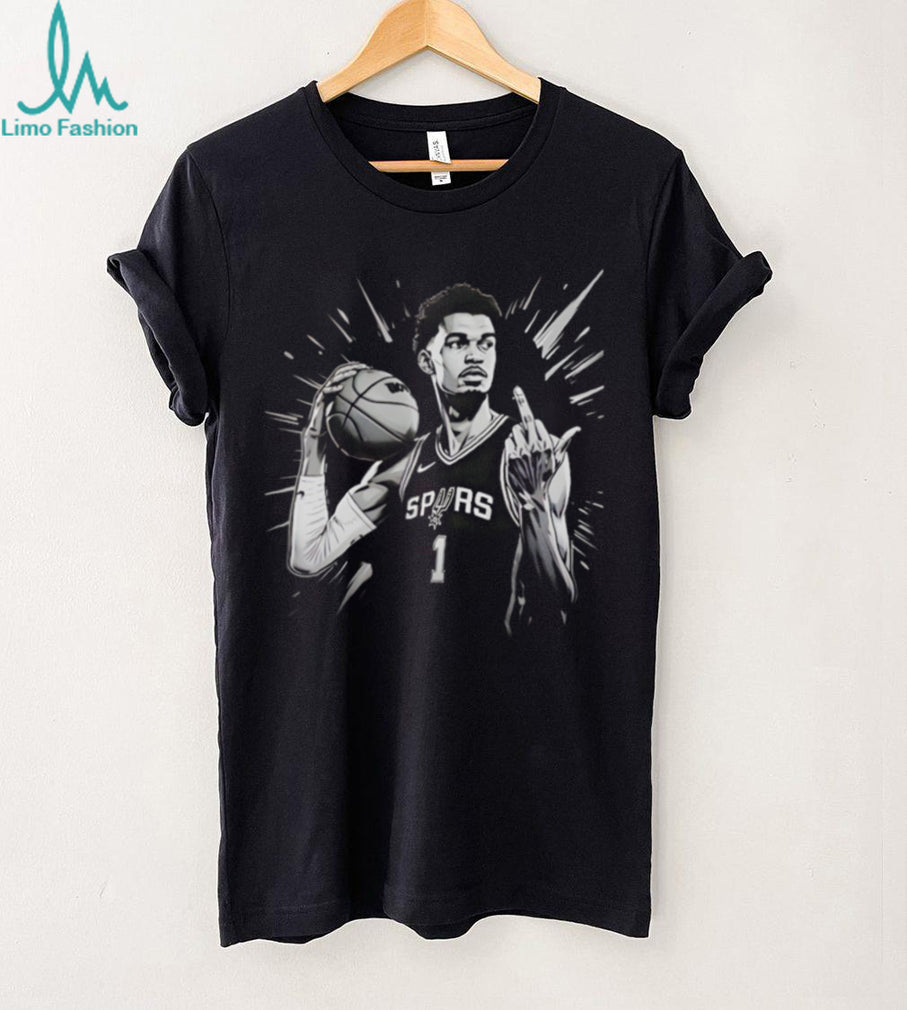 Victor Wembanyama Spurs #1 Pointing Finger Illustration T Shirt