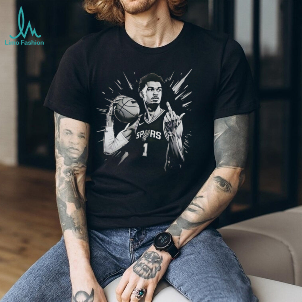 Victor Wembanyama Spurs #1 Pointing Finger Illustration T Shirt