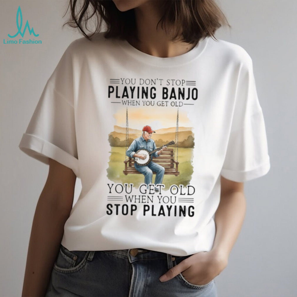 Vintage Banjo Player Quote Old Man Music Hobbyist T Shirt