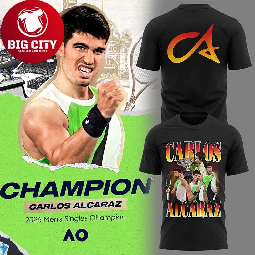 Vintage Carlos Alcaraz 2026 Australina Open Champions Two Sided Shirt