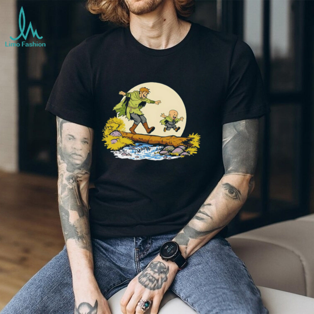 Vintage Cartoon Characters Crossing Log River Adventure T Shirt