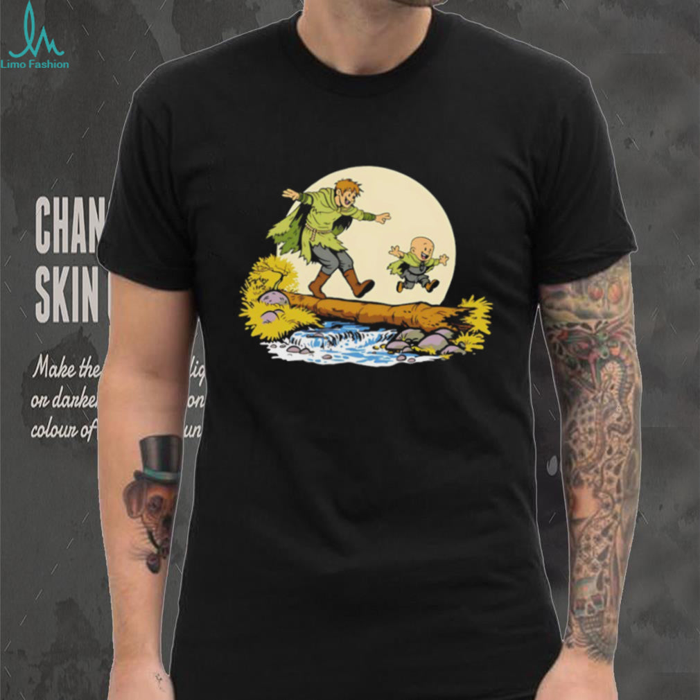 Vintage Cartoon Characters Crossing Log River Adventure T Shirt