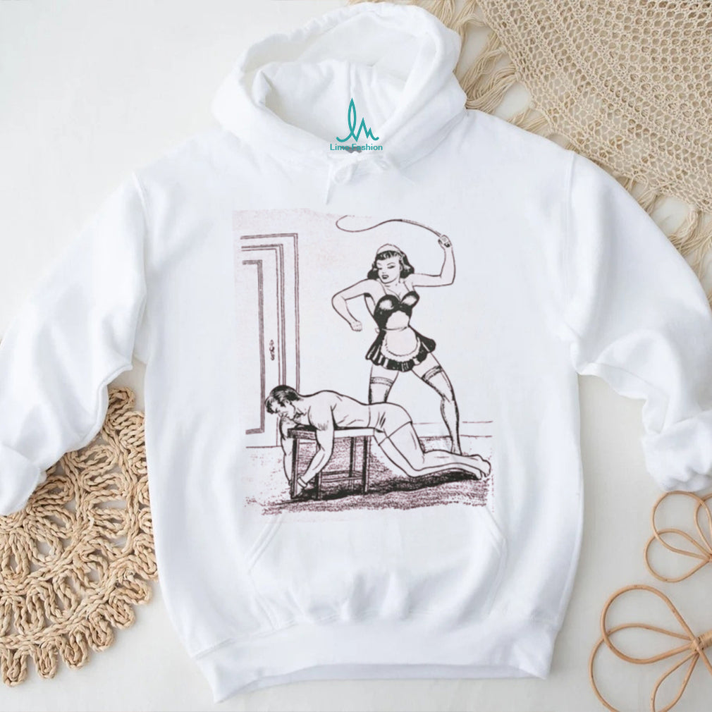 Vintage Comic Style Pin Up Maid Dominatrix Pink Graphic T shirt