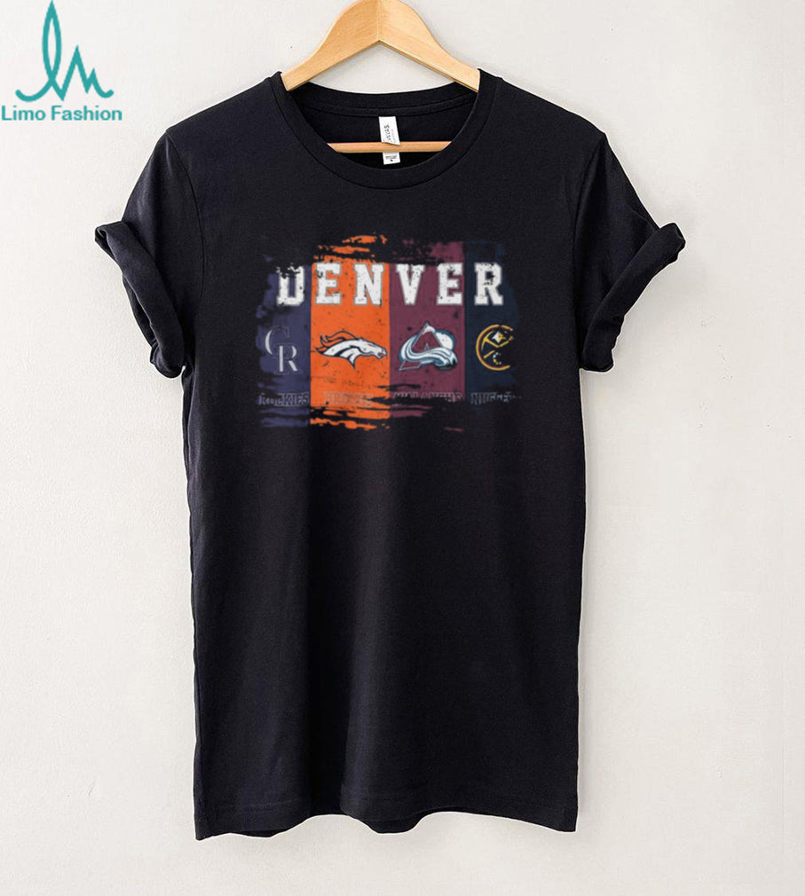 Vintage Denver Sports Teams Distressed Logo T Shirt Colorado Fan Gear