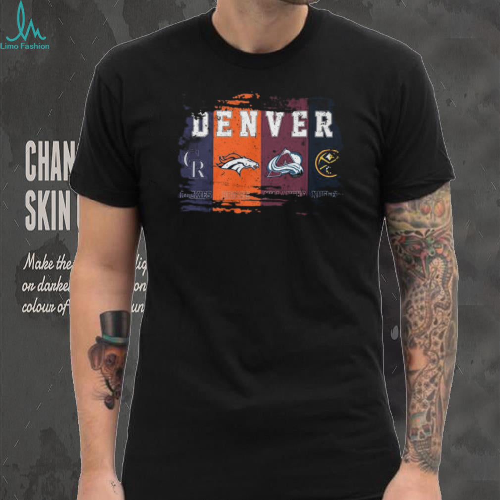 Vintage Denver Sports Teams Distressed Logo T Shirt Colorado Fan Gear