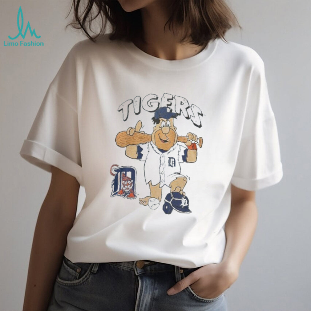 Vintage Detroit Tigers Barney Rubble Flintstones Baseball Graphic T Shirt
