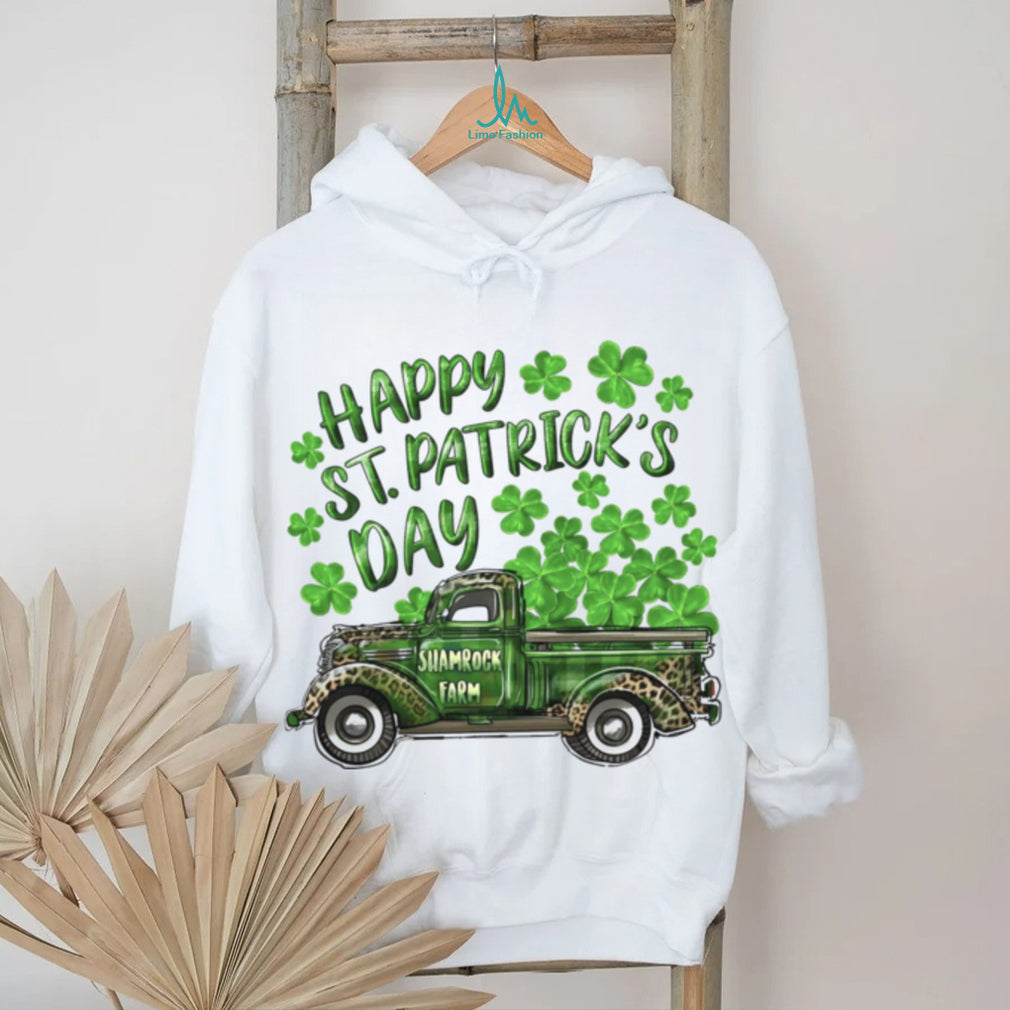 Vintage Green Leopard Shamrock Farm Truck St. Patrick’s Day T Shirt