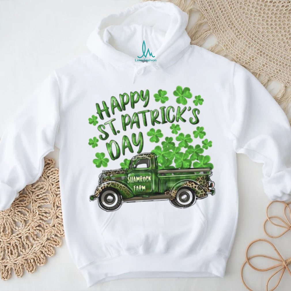 Vintage Green Leopard Shamrock Farm Truck St. Patrick’s Day T Shirt