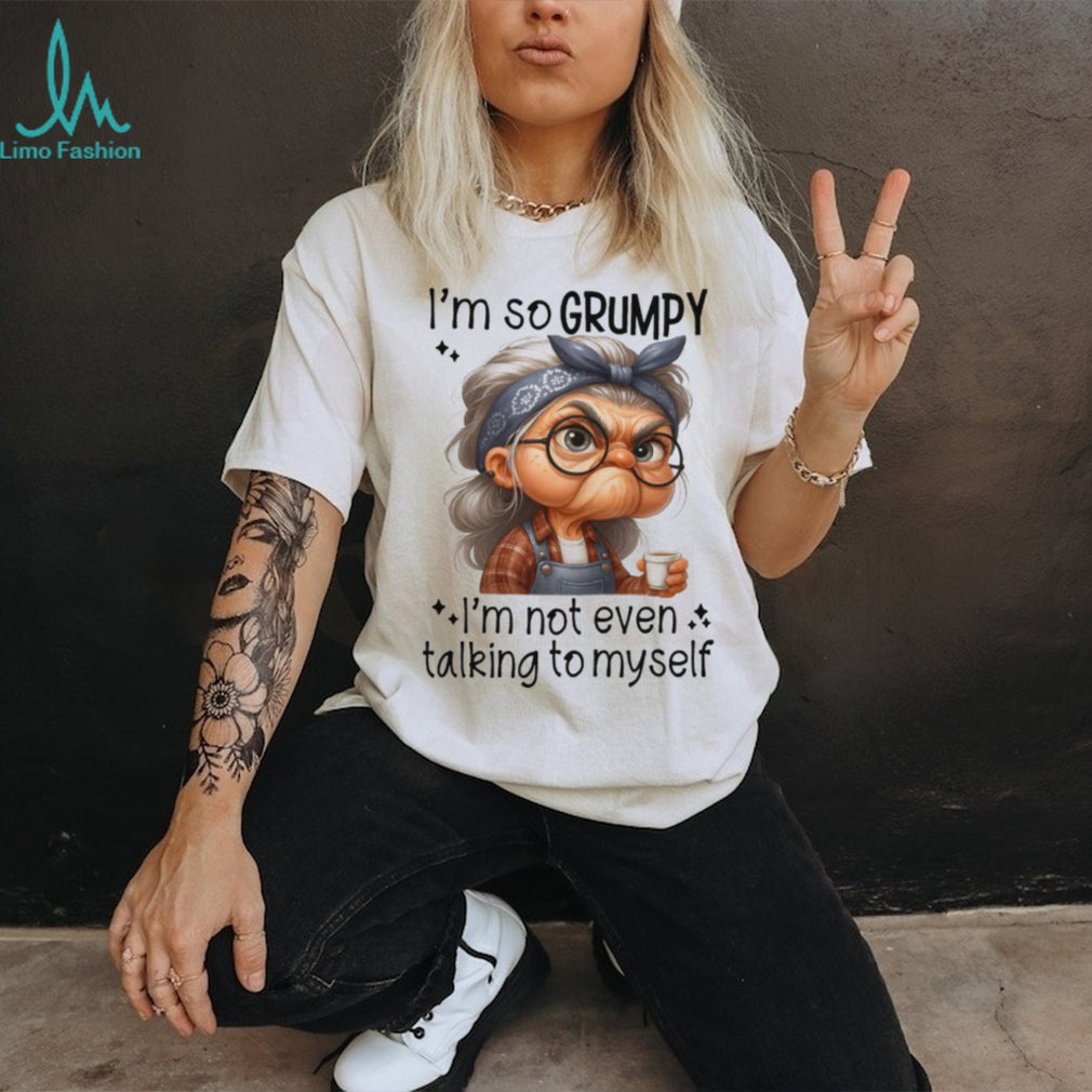 Vintage Grumpy Grandma Coffee Graphic T Shirt Funny Sarcastic Humorous Tee