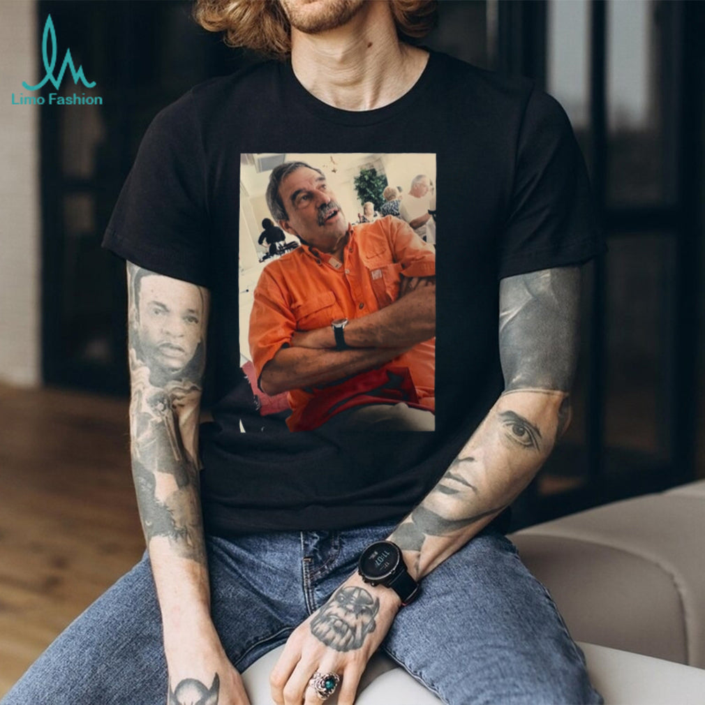 Vintage Photo Man in Orange T Shirt Meme Aesthetic Graphic