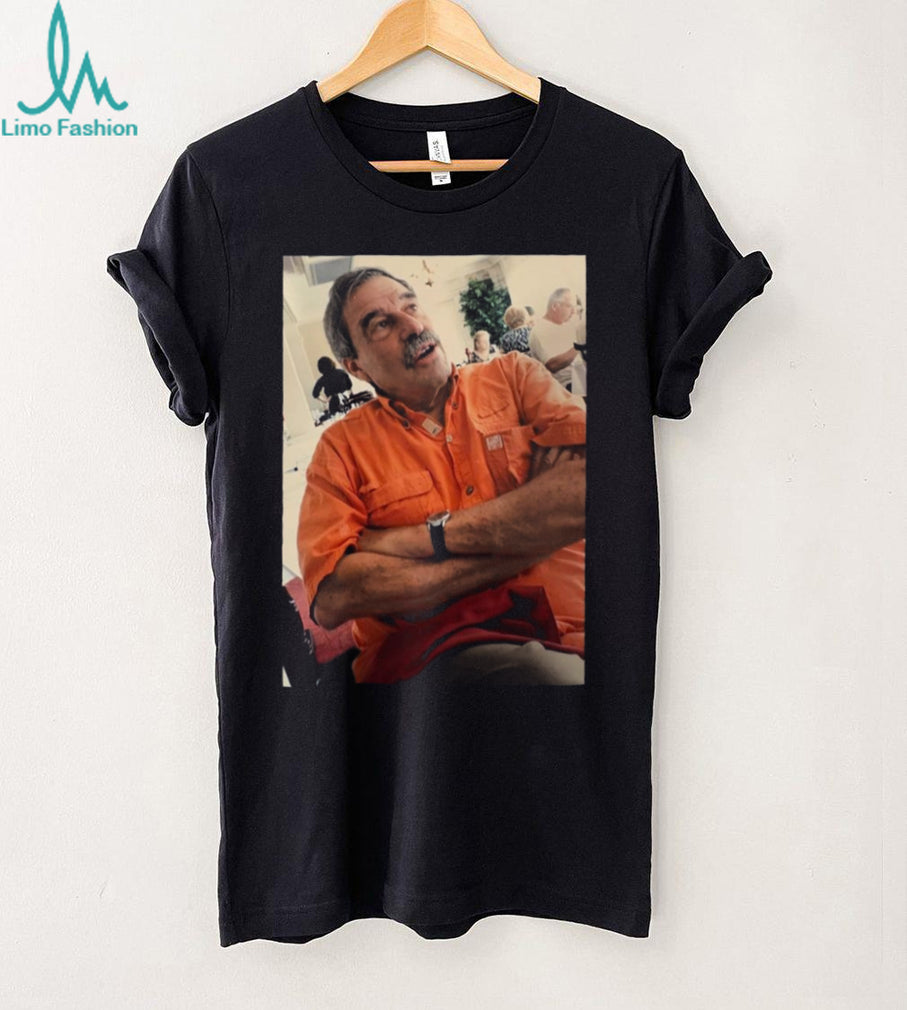 Vintage Photo Man in Orange T Shirt Meme Aesthetic Graphic