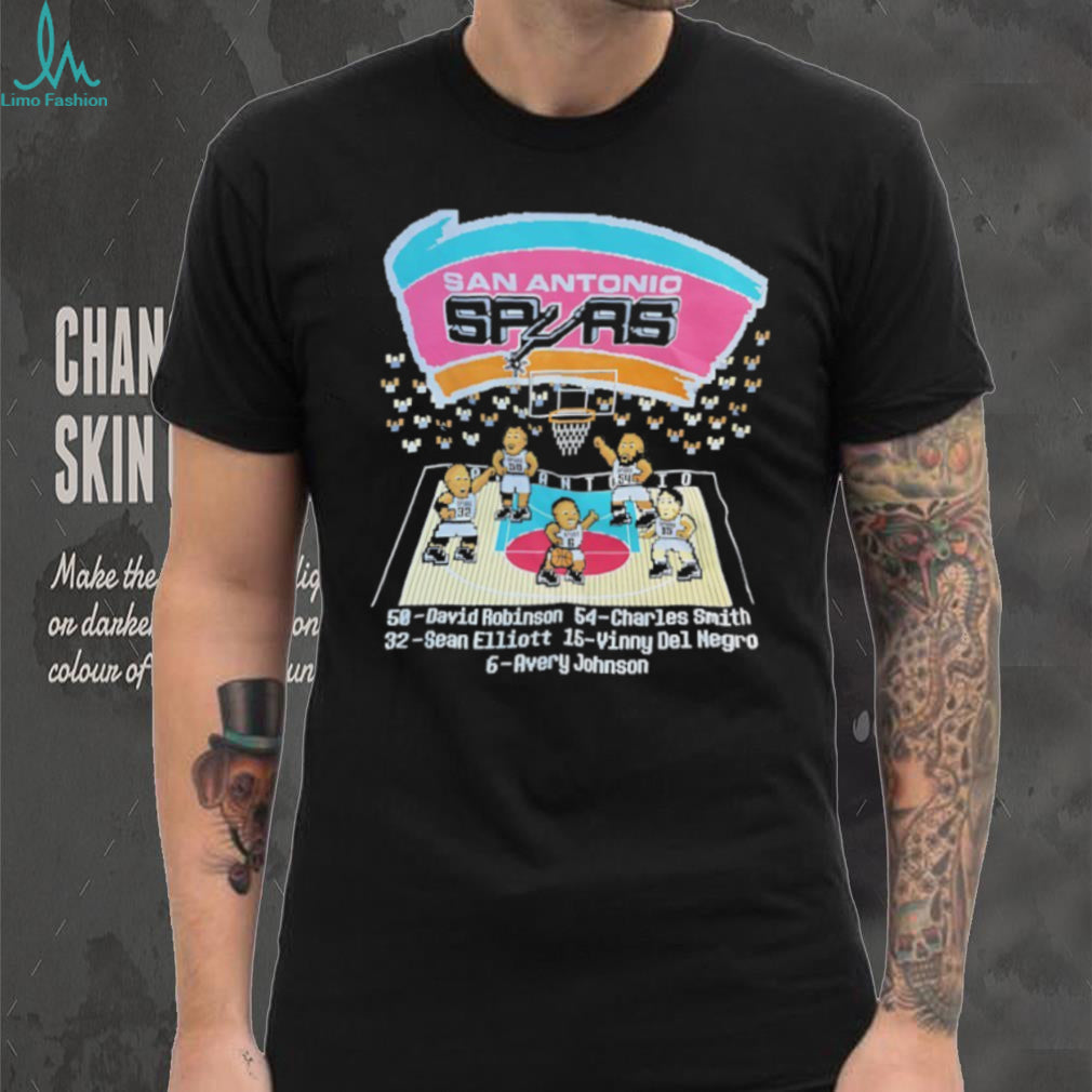 Vintage San Antonio Spurs Basketball Starting Five Retro 90s Spurs Squad T shirt
