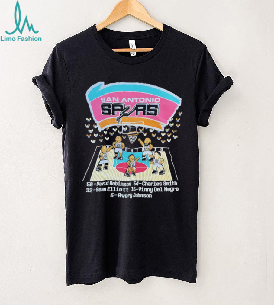 Vintage San Antonio Spurs Basketball Starting Five Retro 90s Spurs Squad T shirt